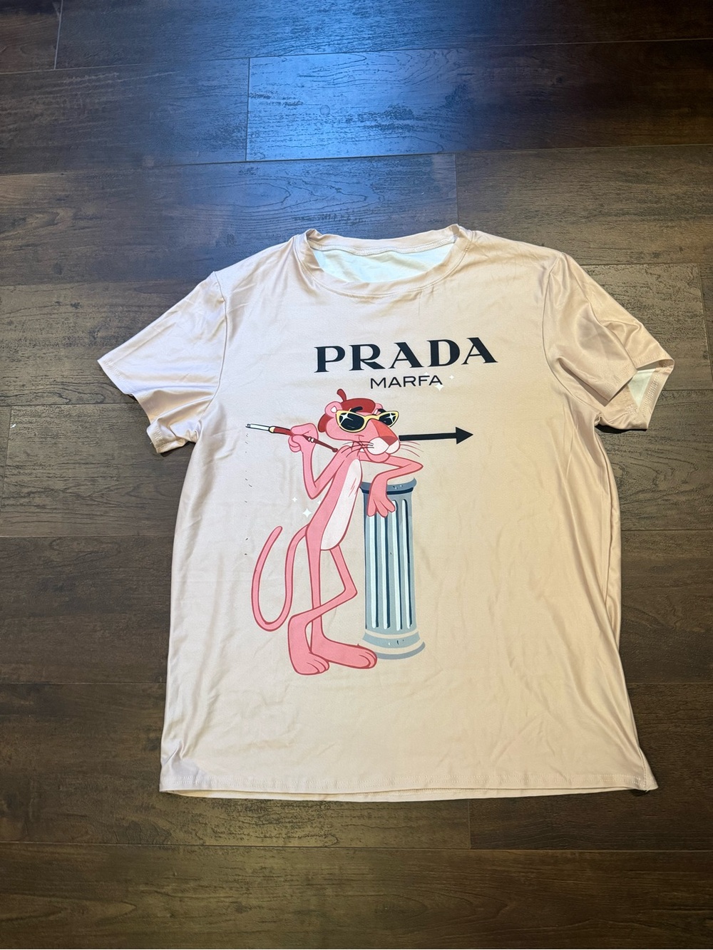 Prada Marfa Graphic Pink Panther Short Sleeve Tee - Pale Pink